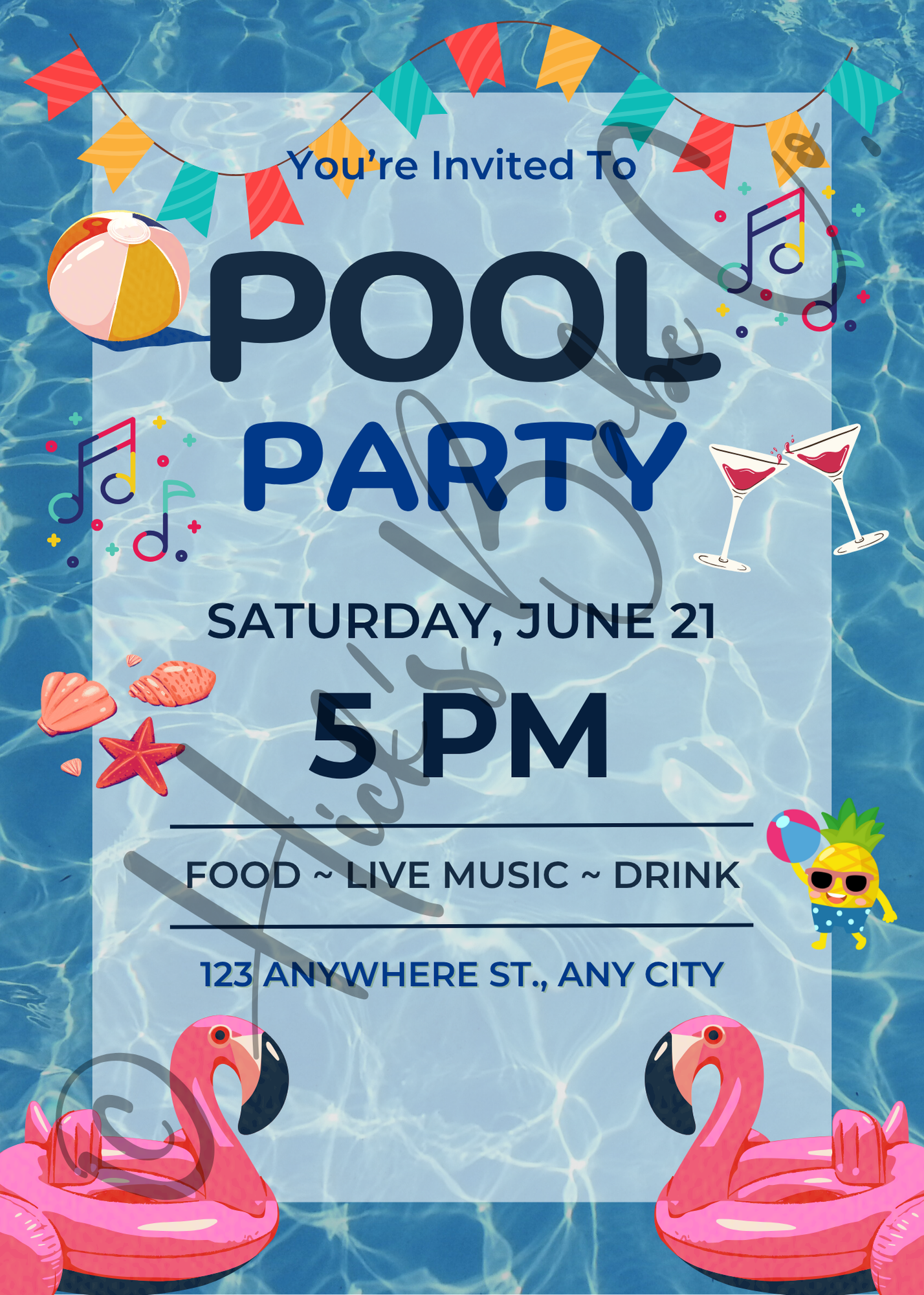 Colorful Pool Party Invitation – Editable Summer Party Flyer