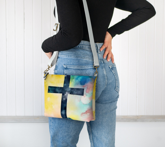 Cross/ Tie Dyed Crossbody Leather Purse