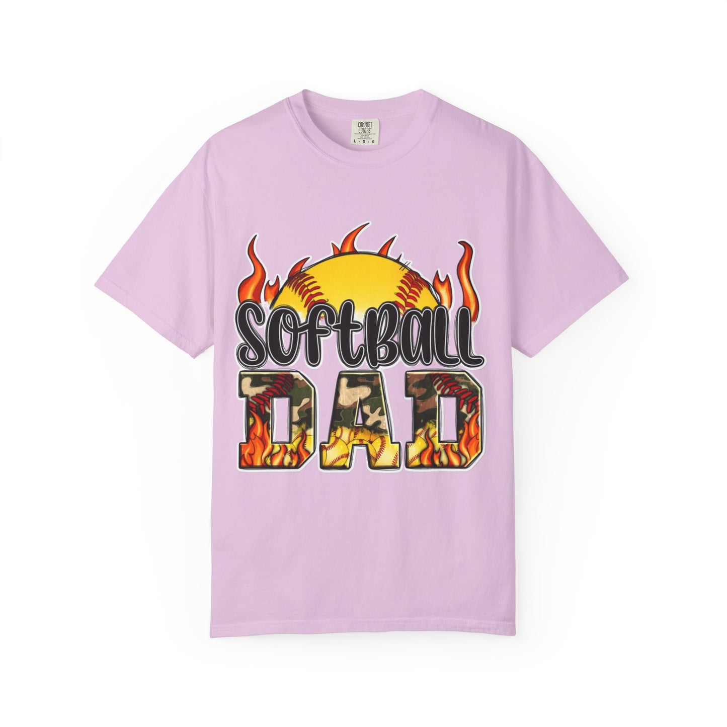 Softball Dad T-Shirt — Flaming Softball Design