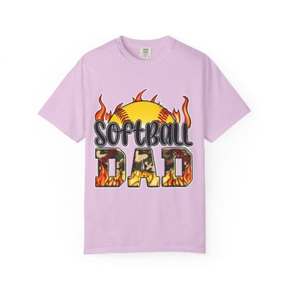 Softball Dad T-Shirt — Flaming Softball Design
