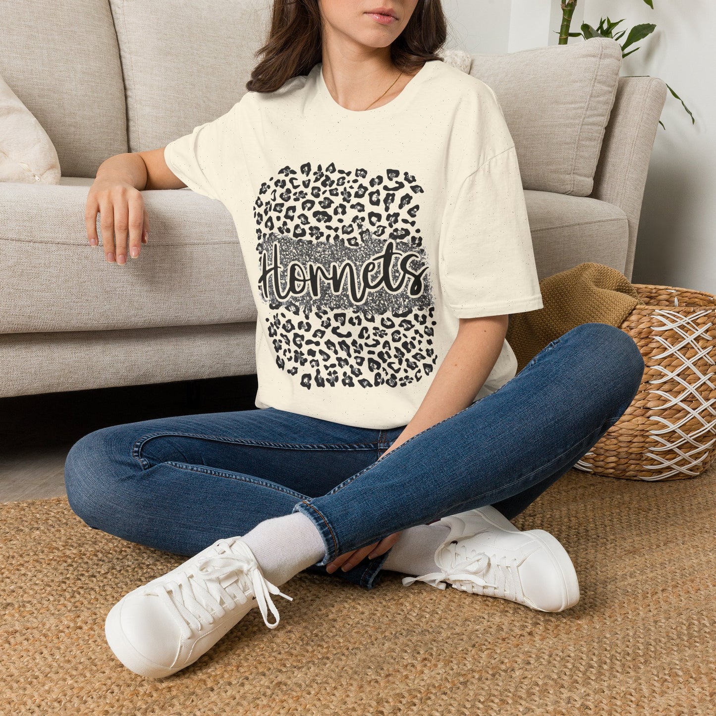 Hornets Leopard Circle T-Shirt — Trendy Animal Print Fan Tee