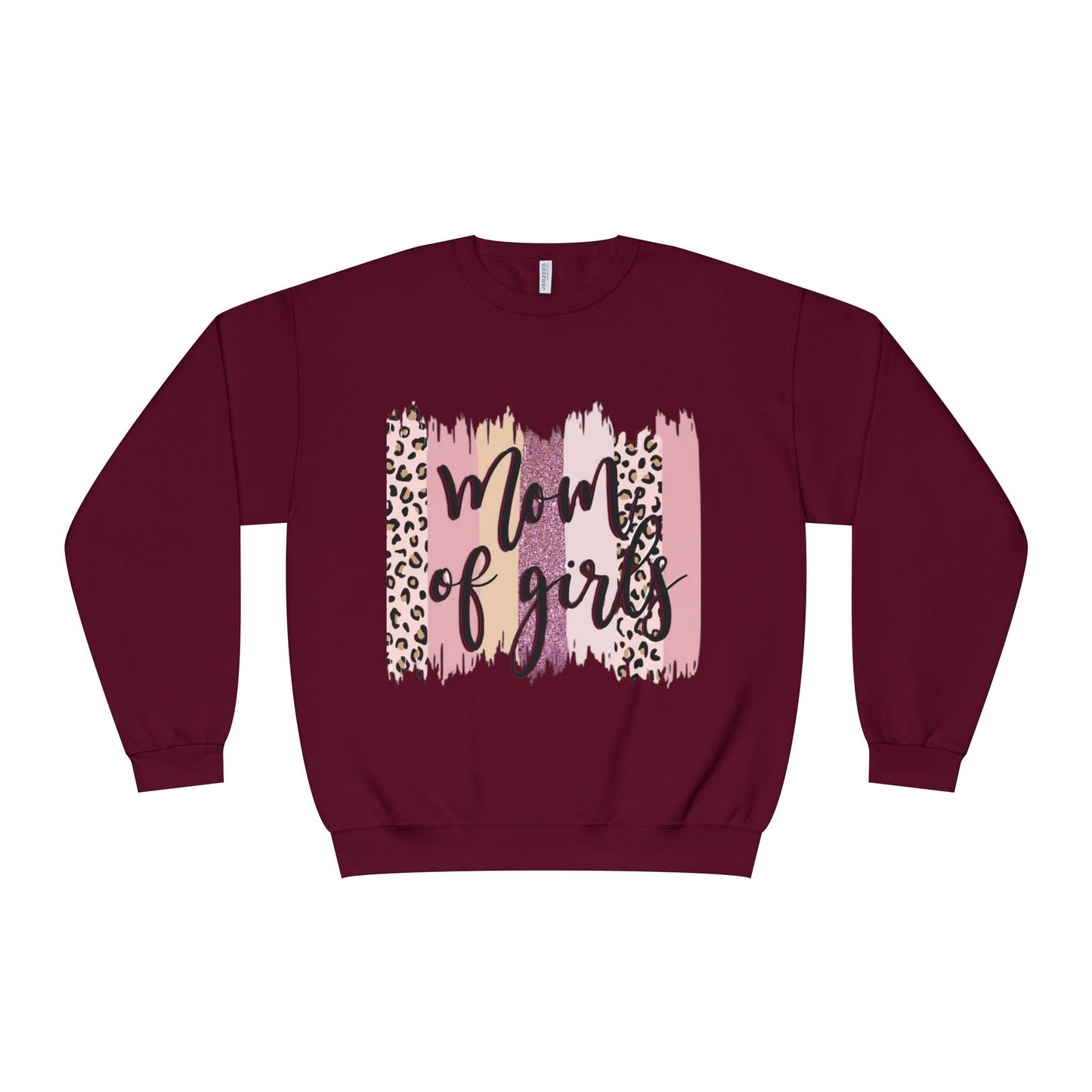 Mom of Girls Leopard Brushstroke Crewneck Sweatshirt
