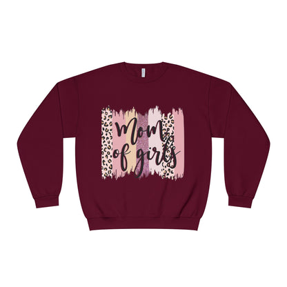 Mom of Girls Leopard Brushstroke Crewneck Sweatshirt