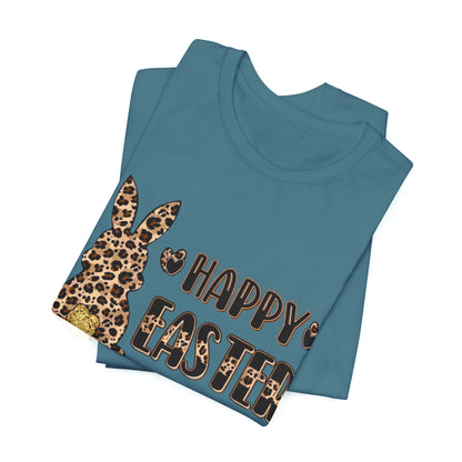 Leopard Print 'Happy Easter' Bunny Tee