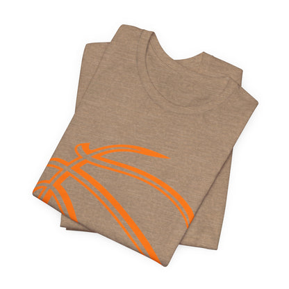 Basketball Line Art Tee — Orange Outline Basketball T-Shirt