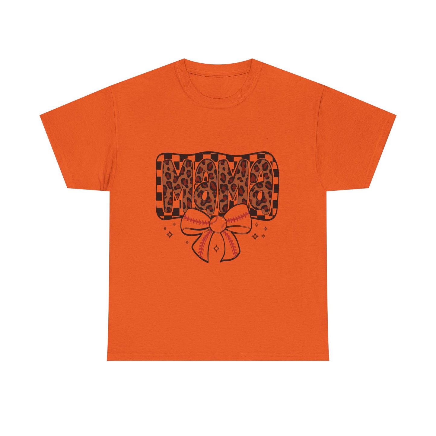 Mama Baseball Tee — Leopard Print Mama with Bow Sports Mom Shirt