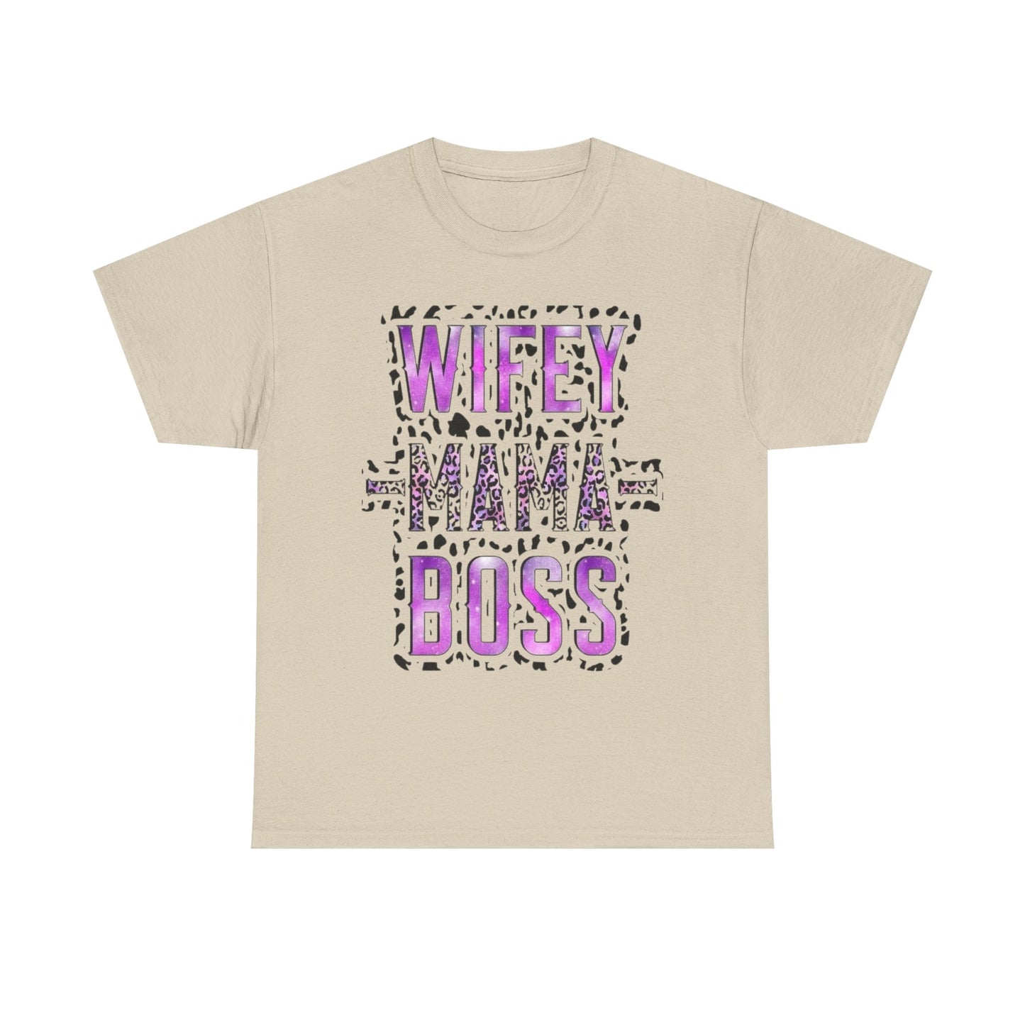 Wifey Mama Boss T-Shirt — Purple Leopard Graphic Tee for Moms