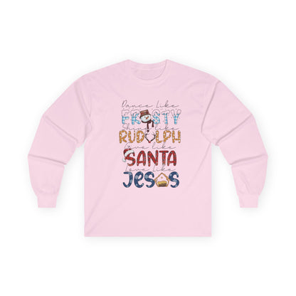 Long Sleeve Tee — Frosty, Rudolph, Santa, Jesus Design