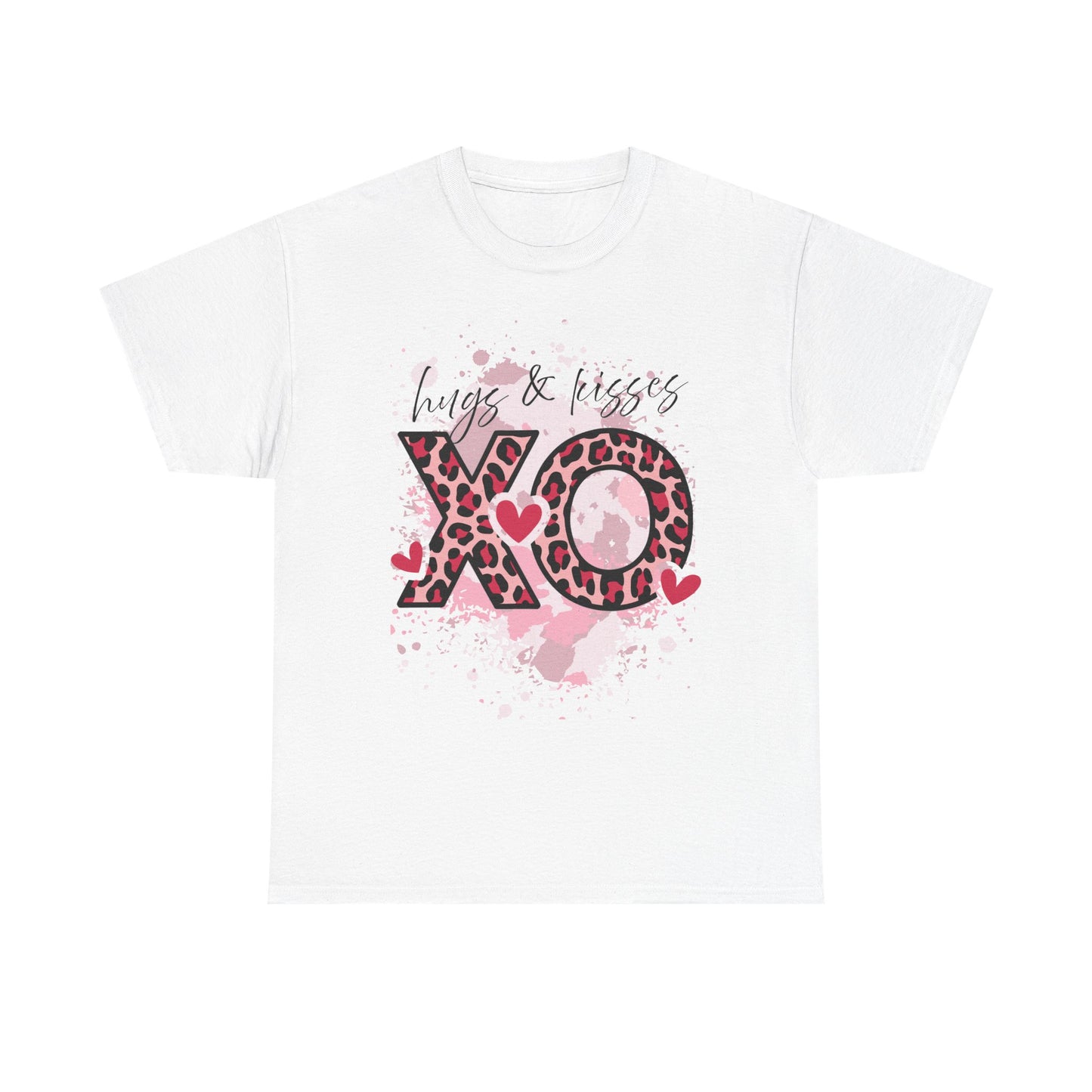 XO Hugs & Kisses Leopard Print Tee — Valentine's Day Graphic Shirt