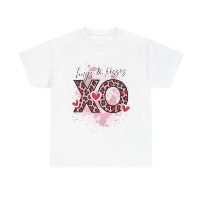 XO Hugs & Kisses Leopard Print Tee — Valentine's Day Graphic Shirt