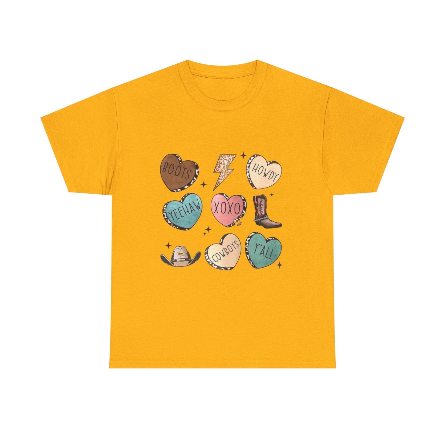 Cowgirl Candy Heart Tee — Cute Western Hearts Graphic T-Shirt (XOXO, Howdy, Y'all)