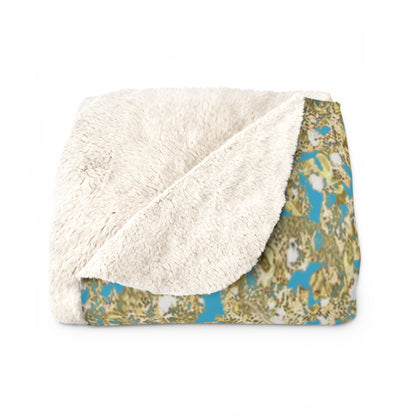 Turquoise Gold Leopard Sherpa Blanket — Cozy Luxe Animal Print Throw