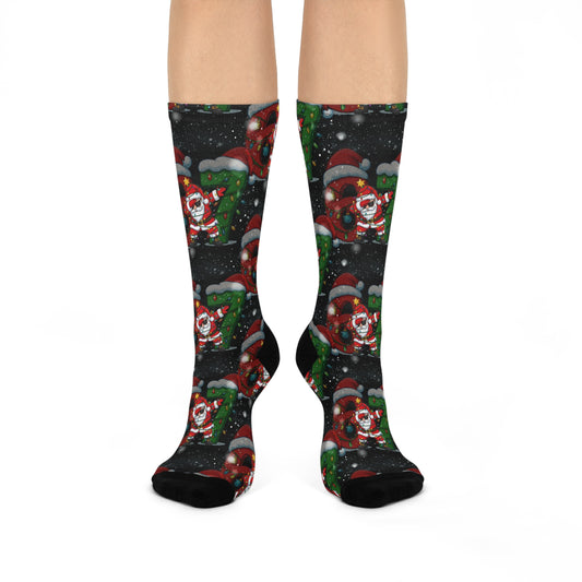 Christmas Six Seven 6 7 Crew Socks — Cute Santa 6 7 Holiday Cushioned Socks