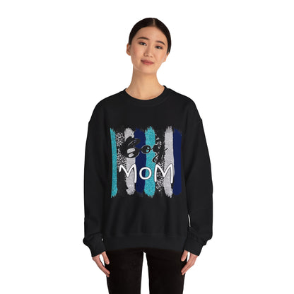 Boy Mom Sweatshirt — Cute Teal & Navy Brushstroke Crewneck for Moms