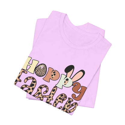 Happy Easter Leopard Print Tee — Cute Bunny Egg Holiday T-Shirt