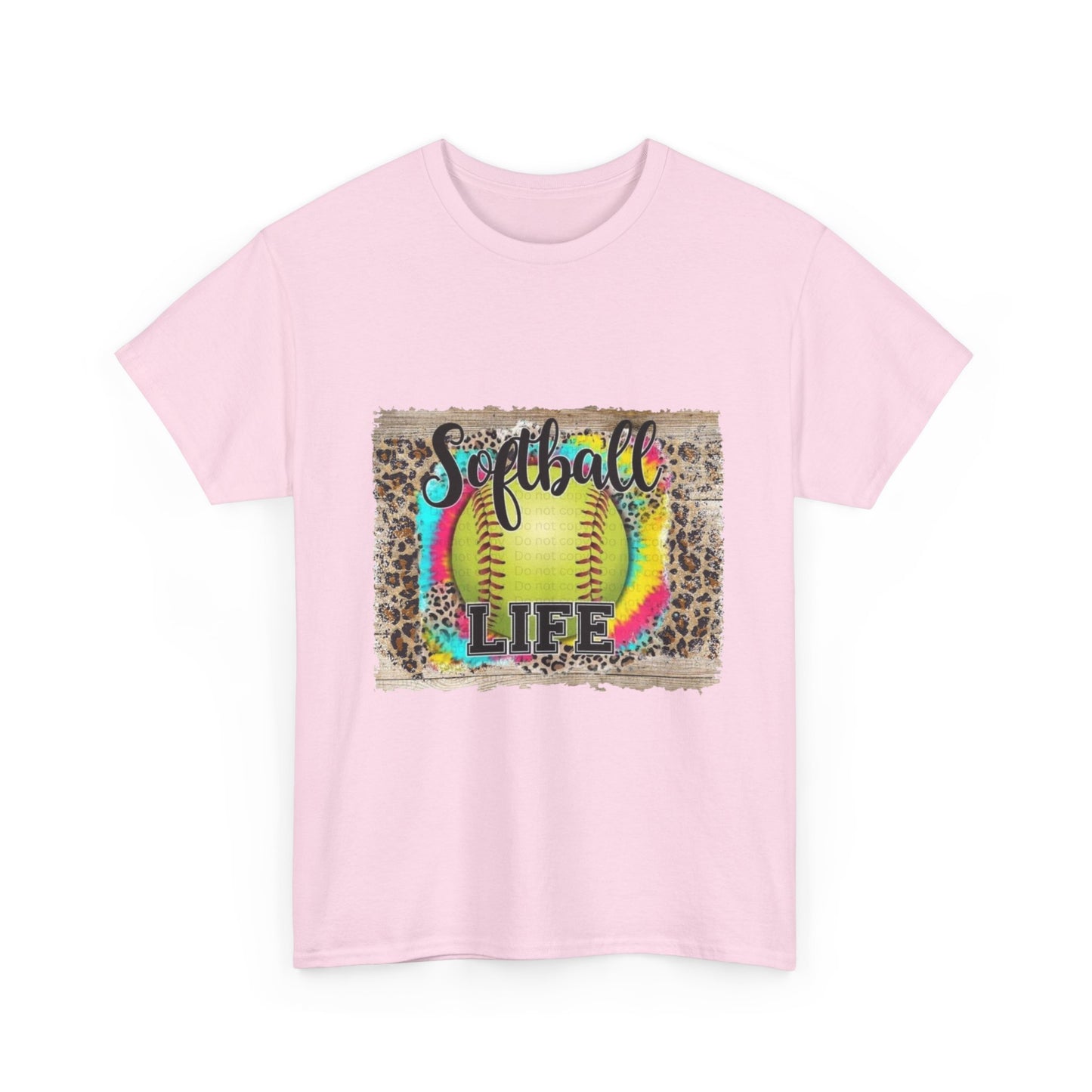 Softball Life Tee — Neon Softball Graphic with Leopard Accent