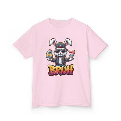 Kids 'Bruh 6 7' Bunny Graphic Tee — Cool Cartoon Bunny Shirt for Kids
