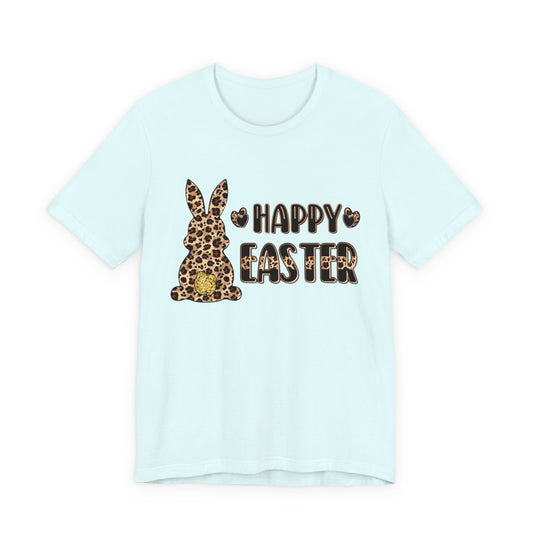 Leopard Print 'Happy Easter' Bunny Tee
