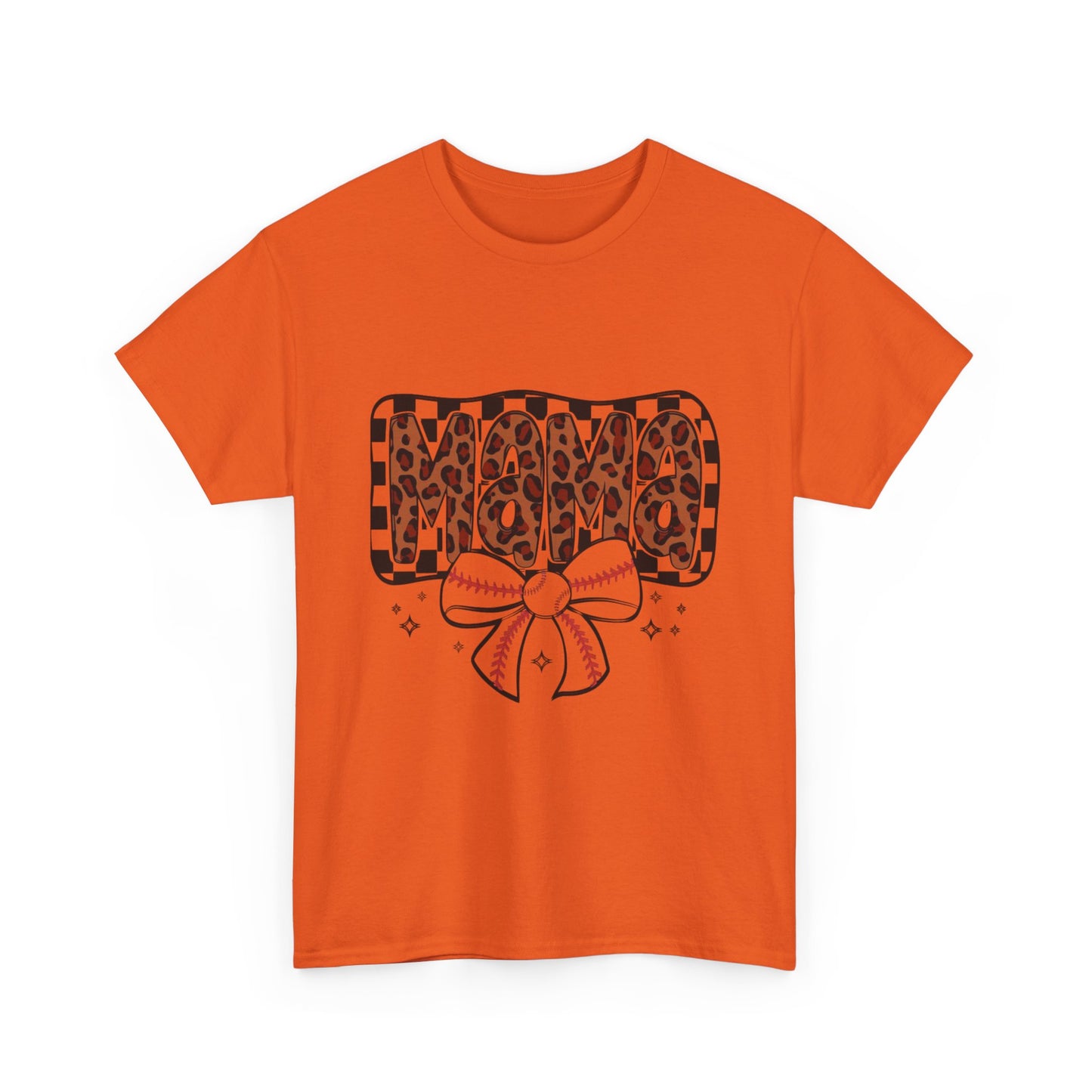 Mama Baseball Tee — Leopard Print Mama with Bow Sports Mom Shirt