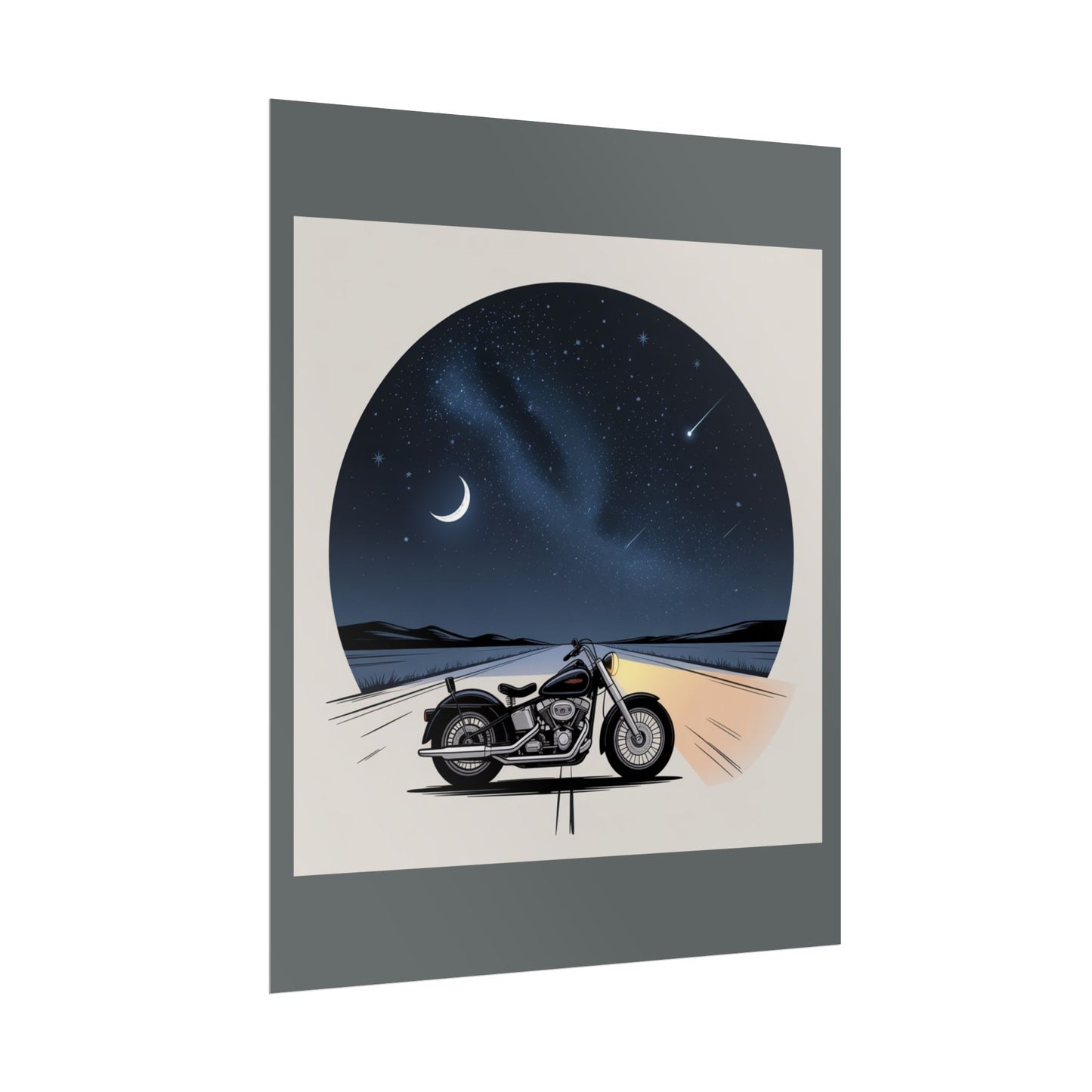 Motorcycle Night Sky Rolled Posters
