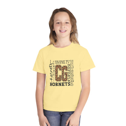 Youth Hornets Tee — Leopard Print 'CG' School Spirit Shirt
