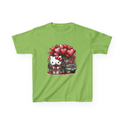 Kids Tee — Cute Kitty with Heart Balloons Valentine Shirt