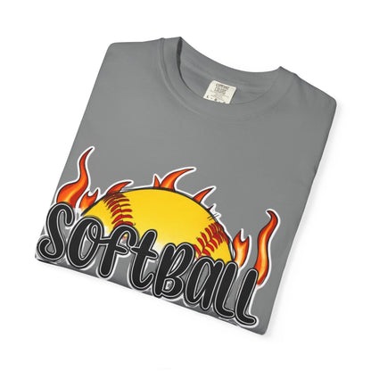Softball Dad T-Shirt — Flaming Softball Design