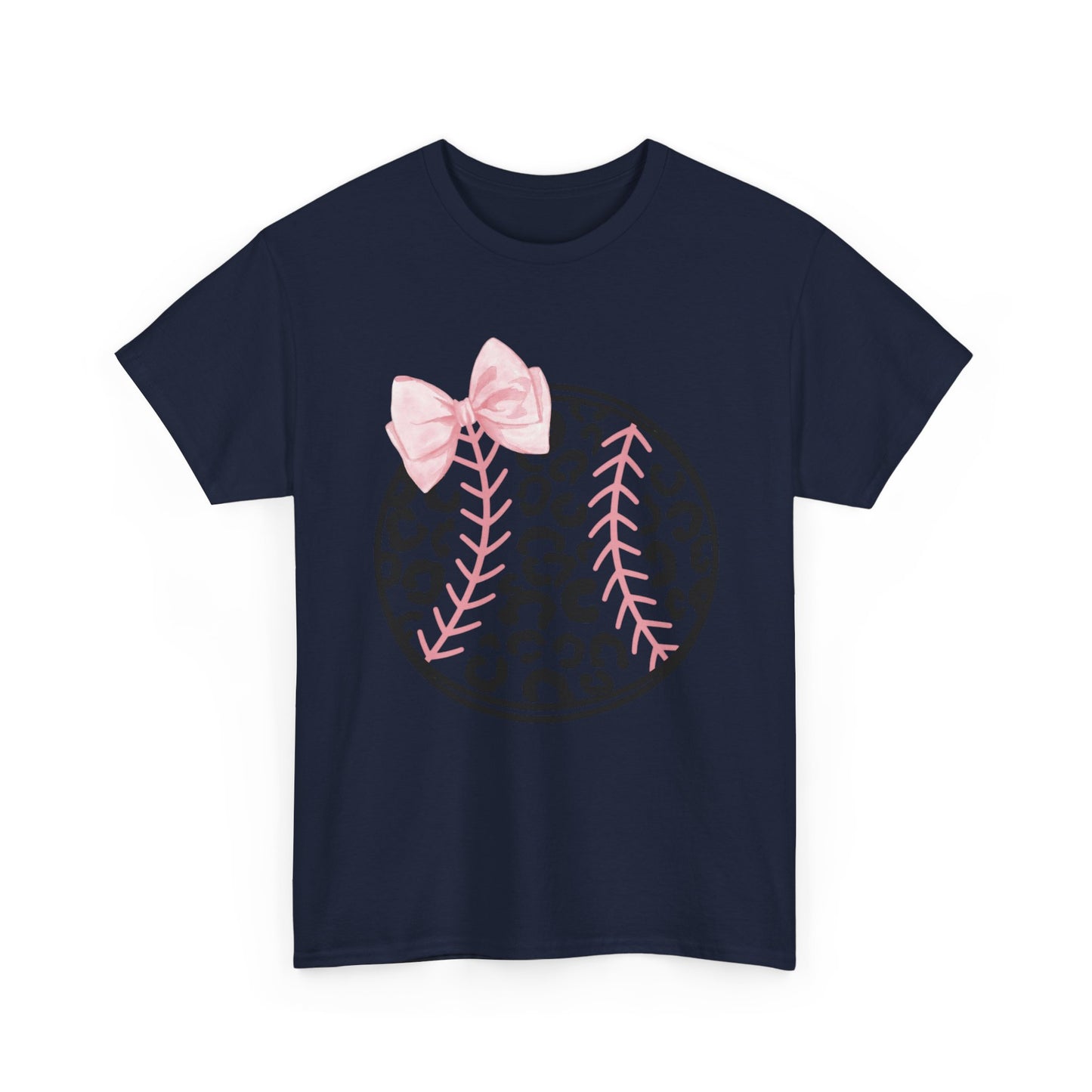 Leopard Baseball with Pink Bow T-Shirt