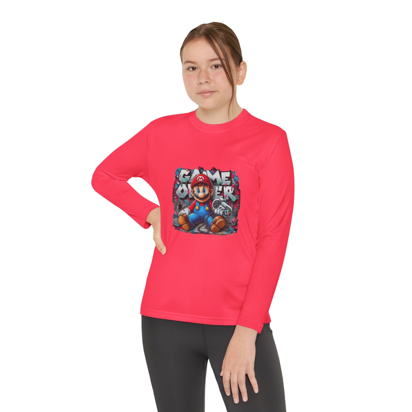 "Game Over" Graphic Youth Long Sleeve Gamer Character Tee