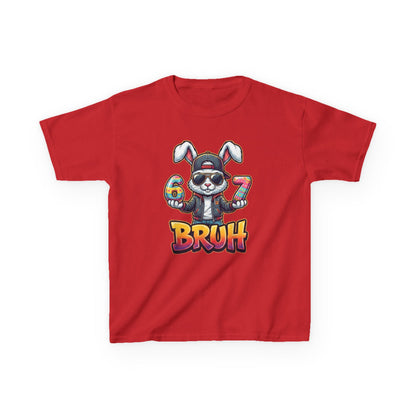 Kids 'Bruh 6 7' Bunny Graphic Tee — Cool Cartoon Bunny Shirt for Kids