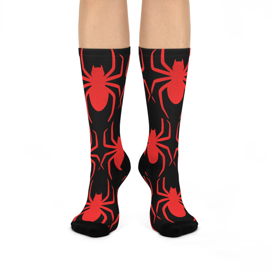 Spider Pattern Cushioned Crew Socks