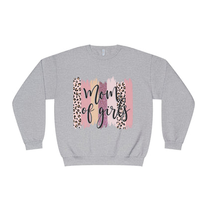 Mom of Girls Leopard Brushstroke Crewneck Sweatshirt