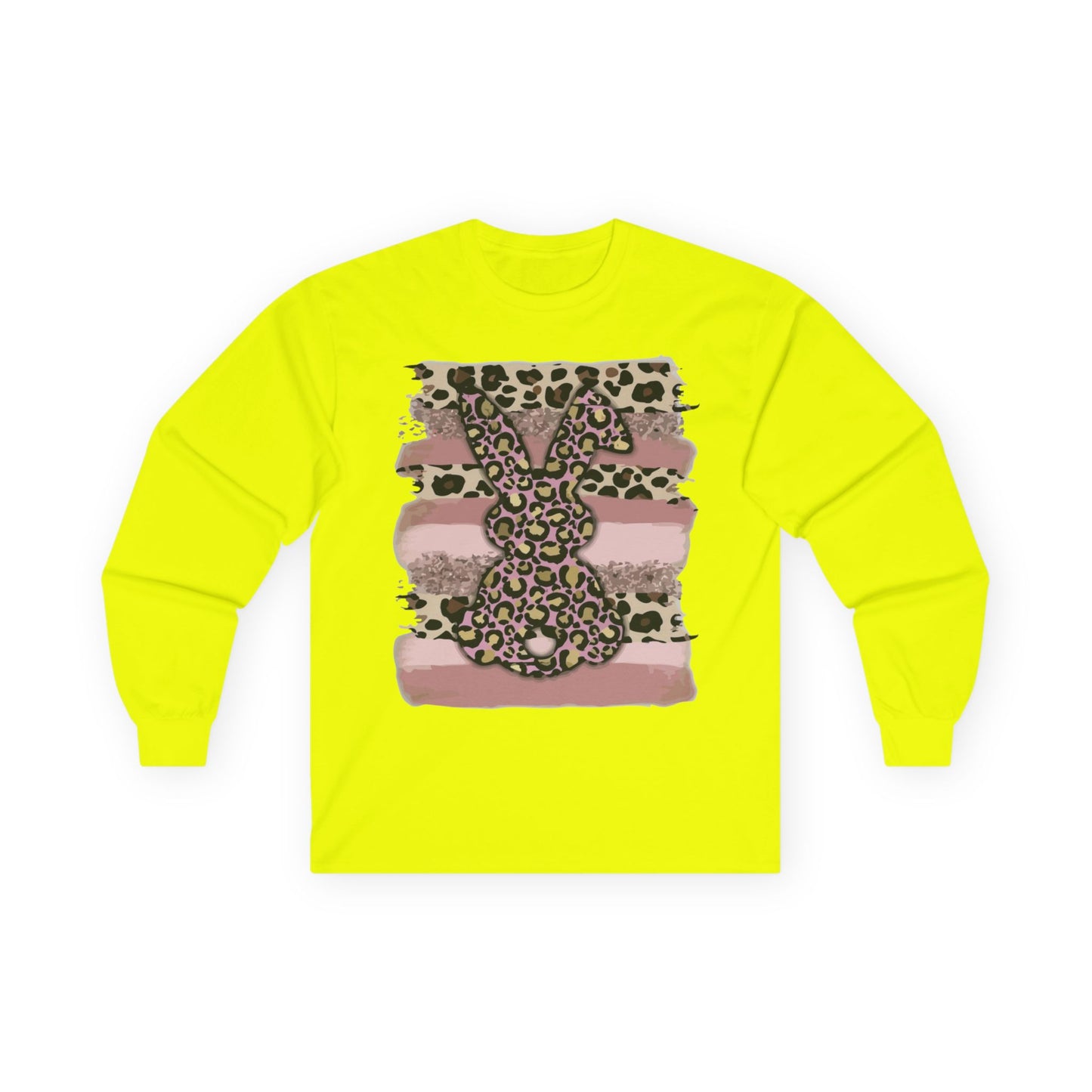 Leopard Bunny Long Sleeve Tee — Pink Stripes & Animal Print