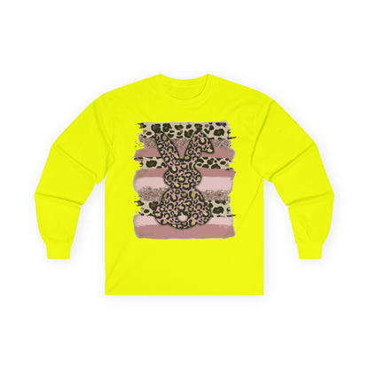 Leopard Bunny Long Sleeve Tee — Pink Stripes & Animal Print