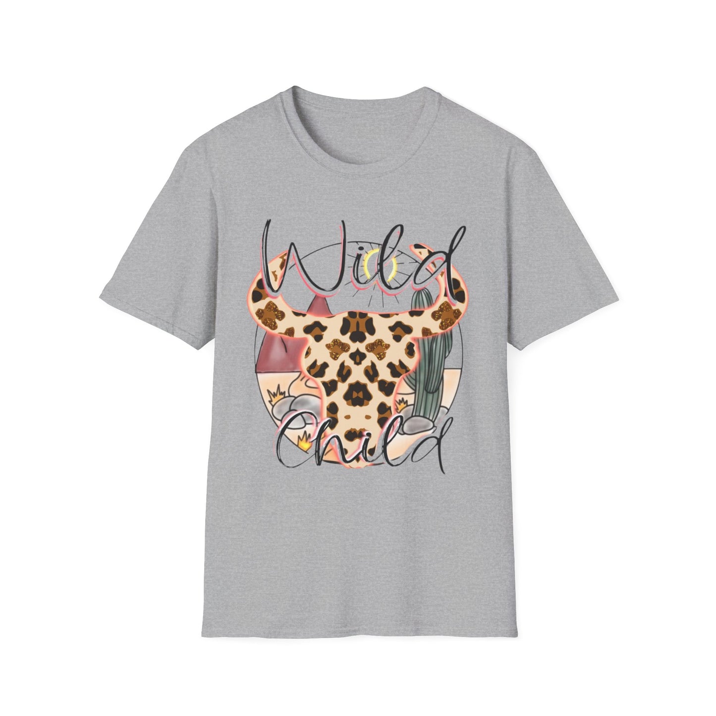 Desert Leopard Cow Skull T-Shirt — Southwestern Sun-Soaked Graphic Tee