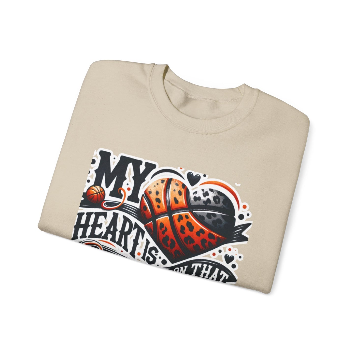 Basketball 'My ❤️Is On That Court' Crewneck Sweatshirt