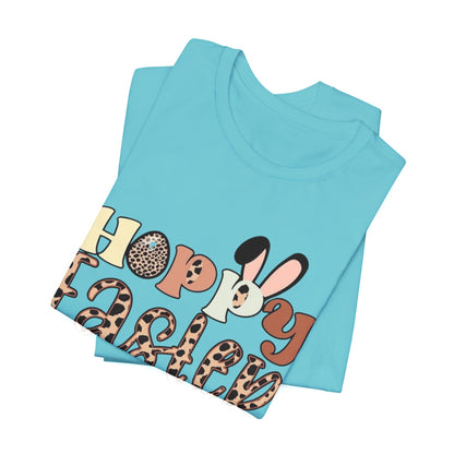 Happy Easter Leopard Print Tee — Cute Bunny Egg Holiday T-Shirt