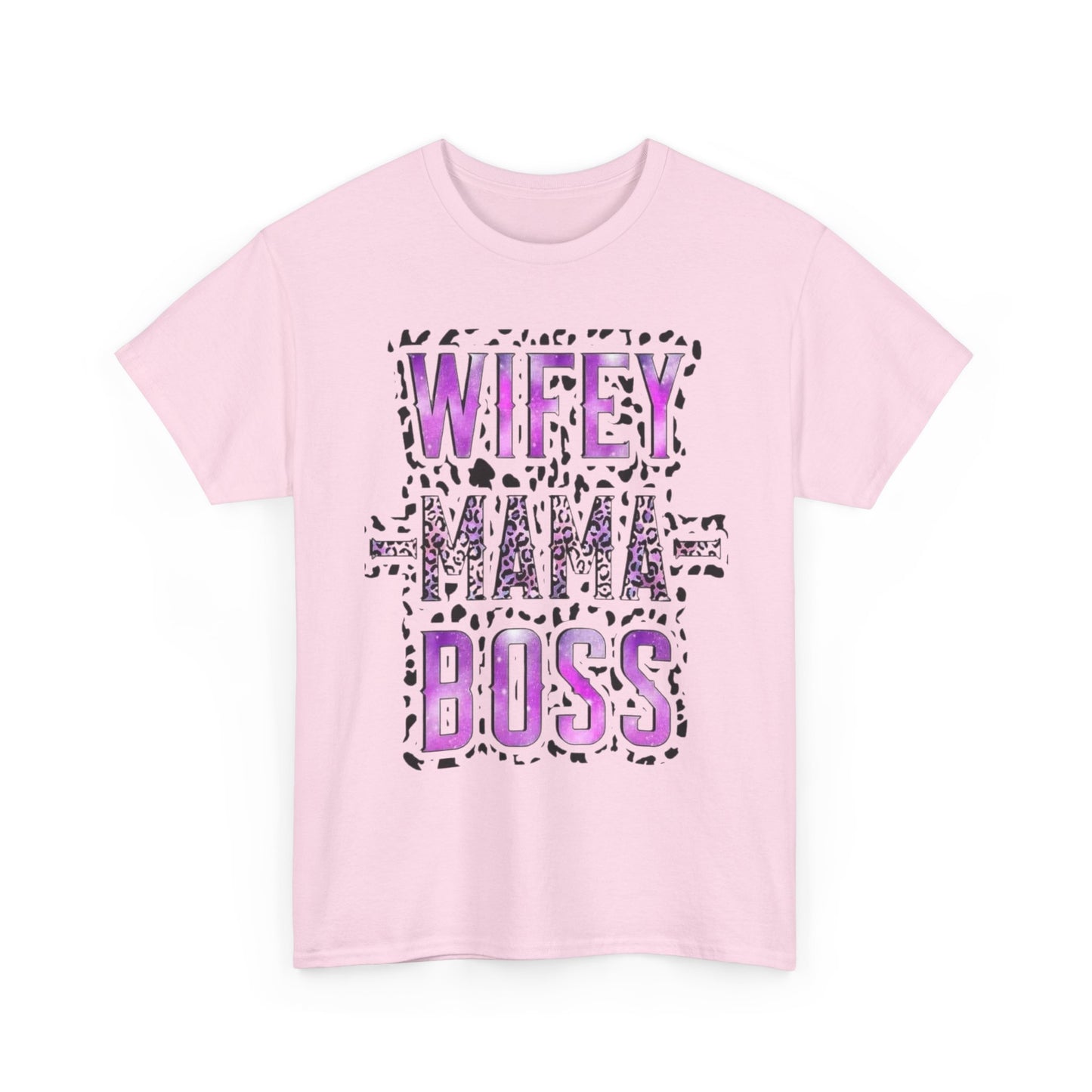 Wifey Mama Boss T-Shirt — Purple Leopard Graphic Tee for Moms