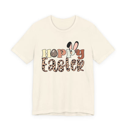 Happy Easter Leopard Print Tee — Cute Bunny Egg Holiday T-Shirt