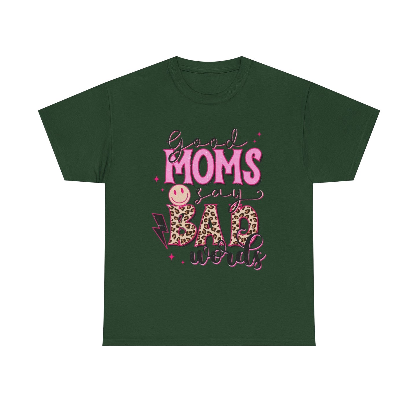 T-Shirt — "Good Moms Say Bad Words" Pink Leopard Graphic Mother's Day Tee