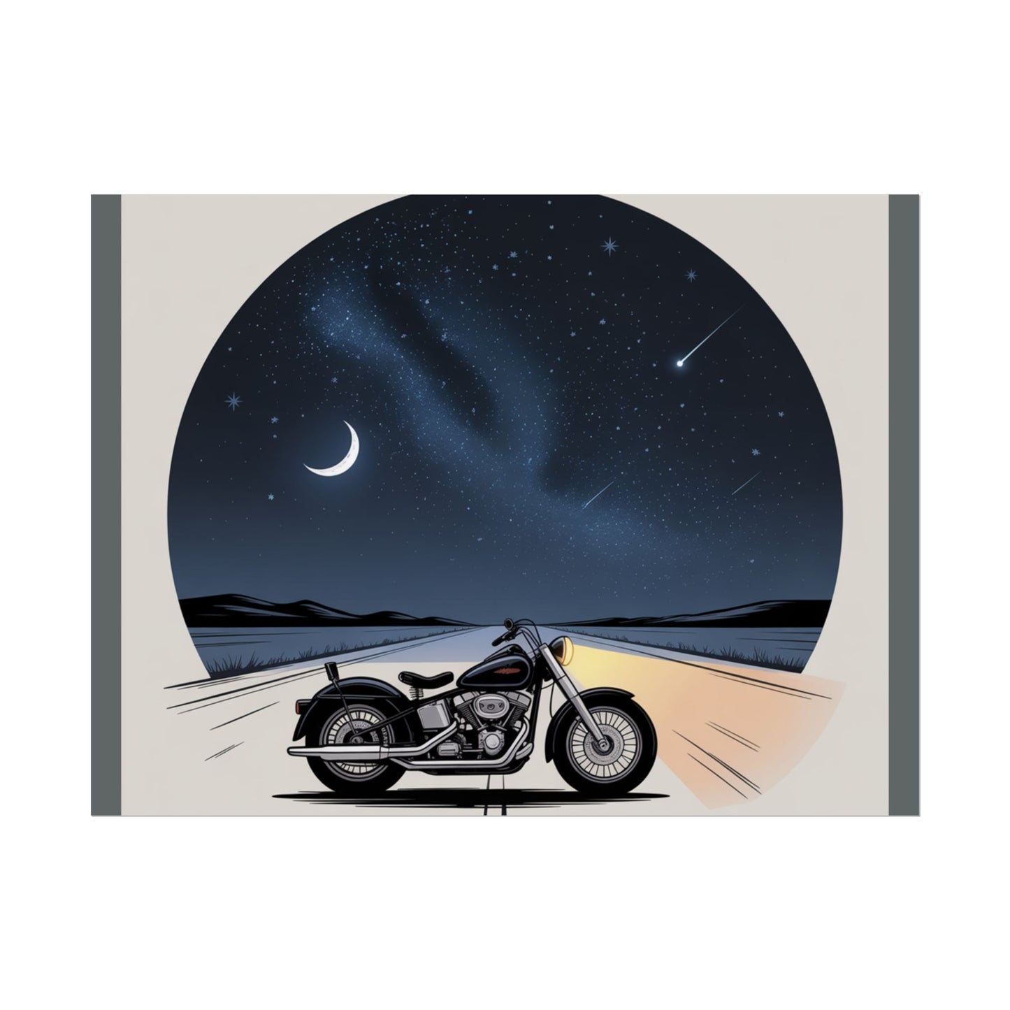 Motorcycle Night Sky Rolled Posters