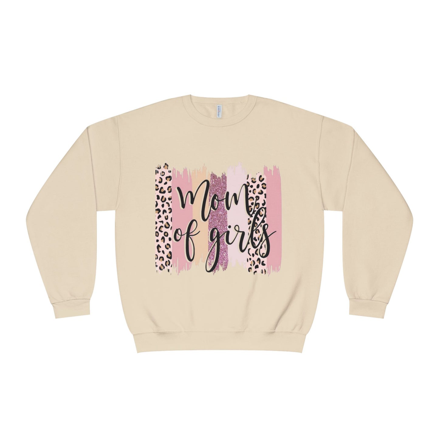 Mom of Girls Leopard Brushstroke Crewneck Sweatshirt