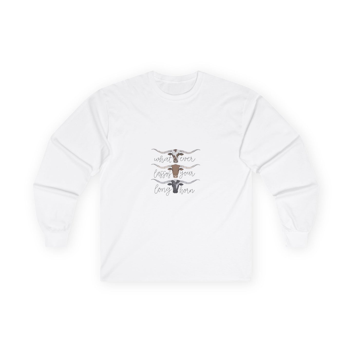 Longhorn Trio Long Sleeve Tee – 'Stay Humble Hustle Hard' Western Graphic