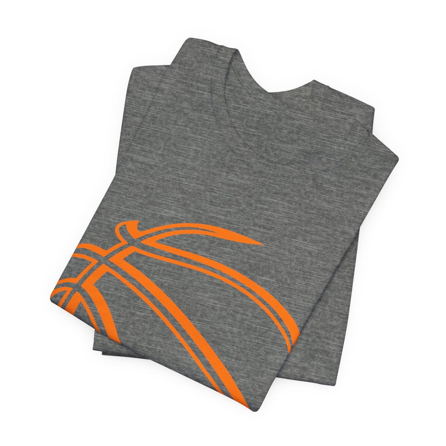 Basketball Line Art Tee — Orange Outline Basketball T-Shirt