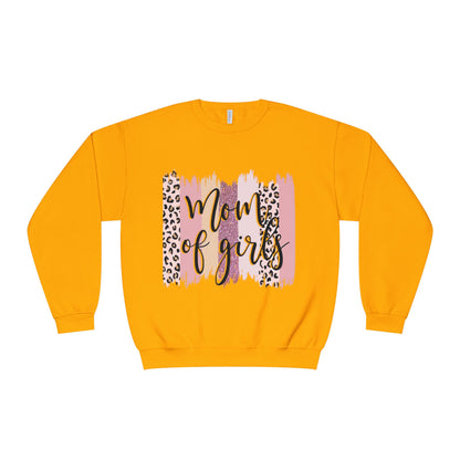 Mom of Girls Leopard Brushstroke Crewneck Sweatshirt