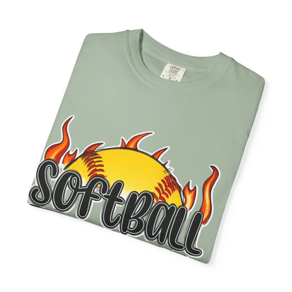 Softball Dad T-Shirt — Flaming Softball Design