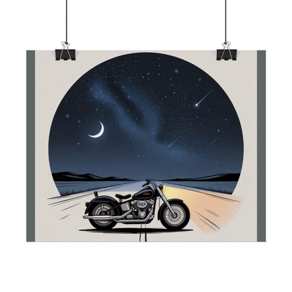Motorcycle Night Sky Rolled Posters