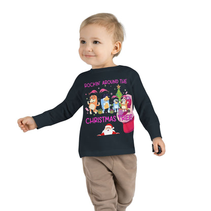 Toddler Long Sleeve Tee - "Rockin' Around the Christmas Tree" Cute Holiday Animal Choir Shirt