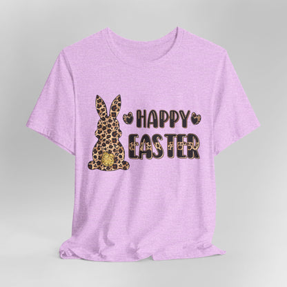Leopard Print 'Happy Easter' Bunny Tee
