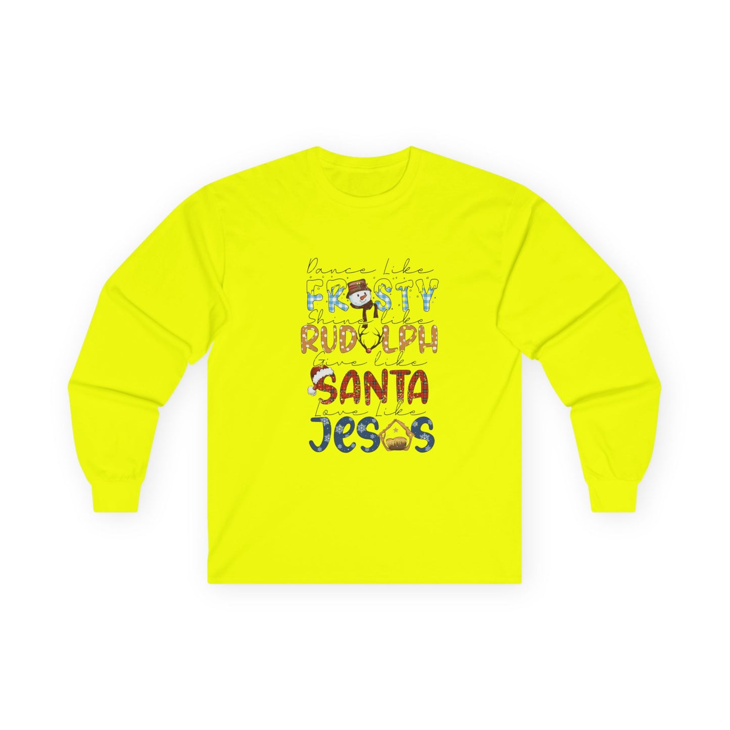 Long Sleeve Tee — Frosty, Rudolph, Santa, Jesus Design